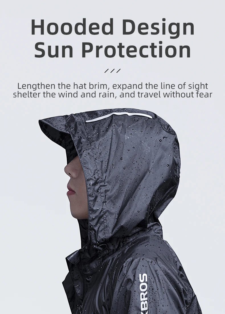 ROCKBROS Waterproof Cycling Rain Coat Men Breathable Windproof Reflective Hooded Raincoat Outdoor Sport Windbreaker Jacket