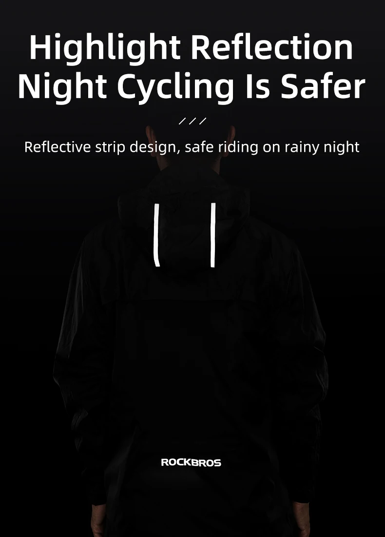 ROCKBROS Waterproof Cycling Rain Coat Men Breathable Windproof Reflective Hooded Raincoat Outdoor Sport Windbreaker Jacket