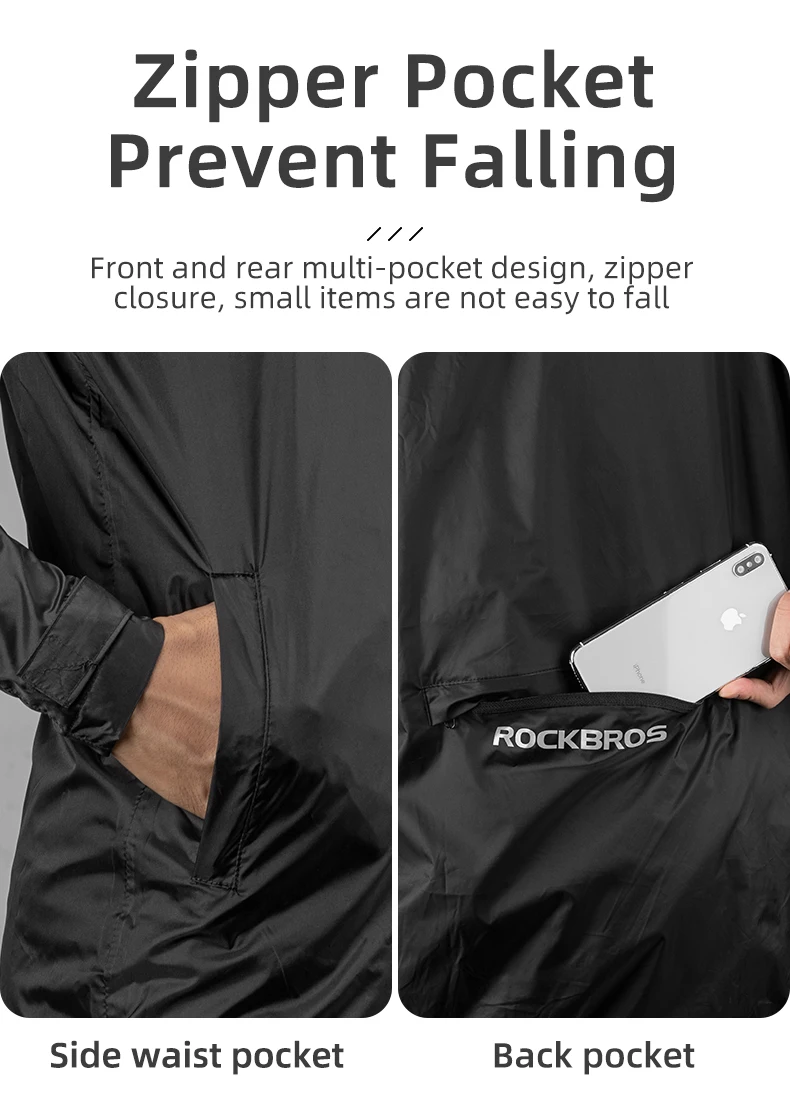 ROCKBROS Waterproof Cycling Rain Coat Men Breathable Windproof Reflective Hooded Raincoat Outdoor Sport Windbreaker Jacket
