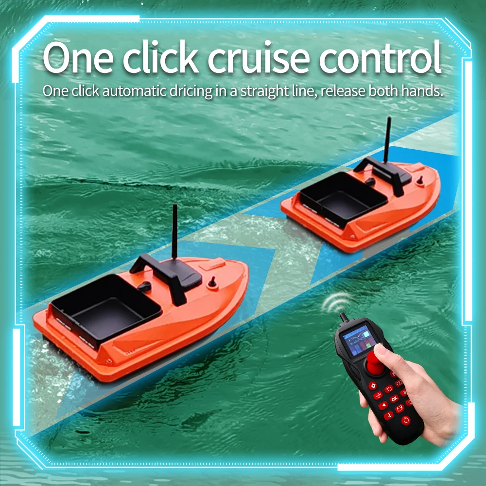 MBLN Mini GPS Bait Boat – 24 Waypoints, Beidou/GPS Navigation, Auto Return, Cruise Control, Quiet Dual Motor, Water Temp Sensor