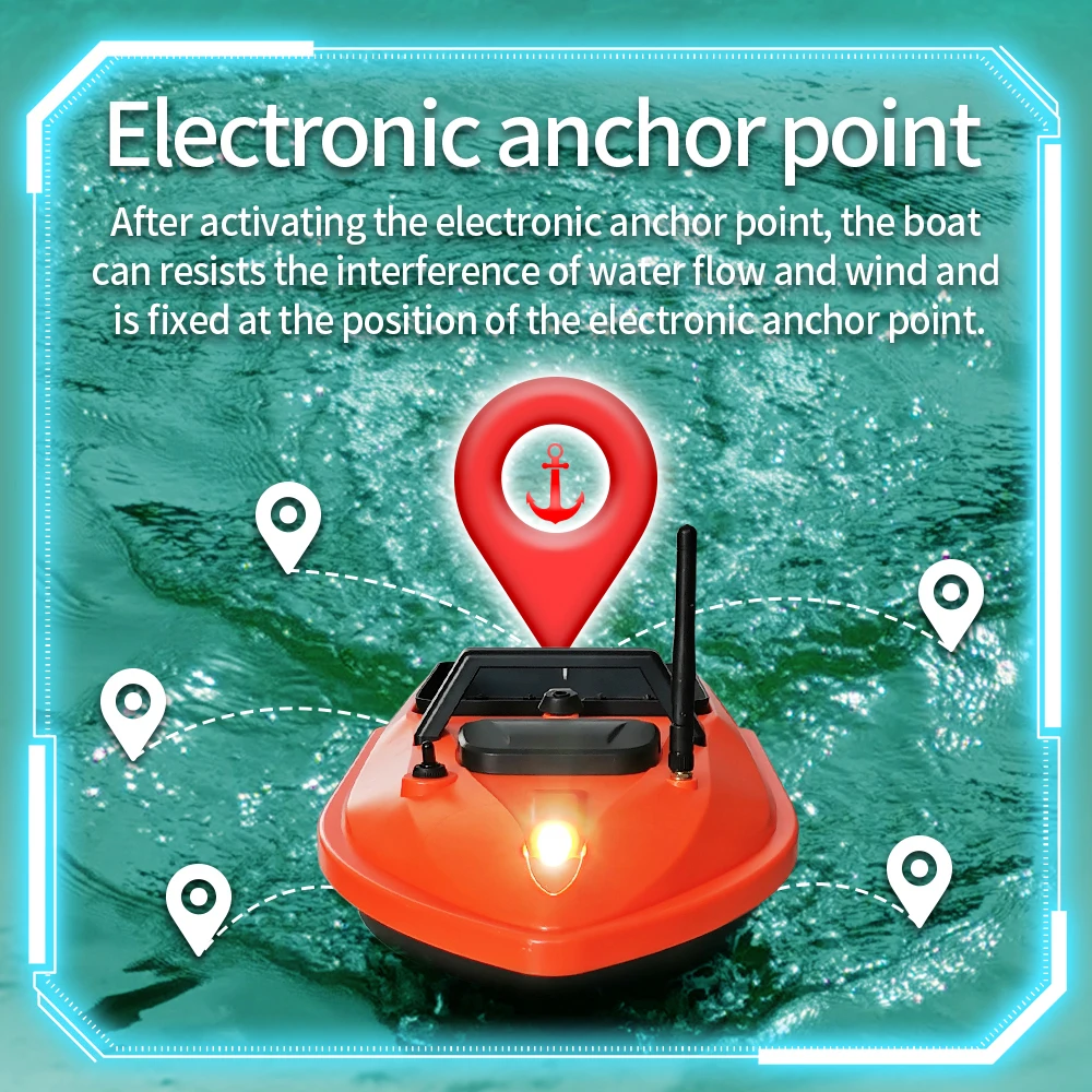 MBLN Mini GPS Bait Boat – 24 Waypoints, Beidou/GPS Navigation, Auto Return, Cruise Control, Quiet Dual Motor, Water Temp Sensor