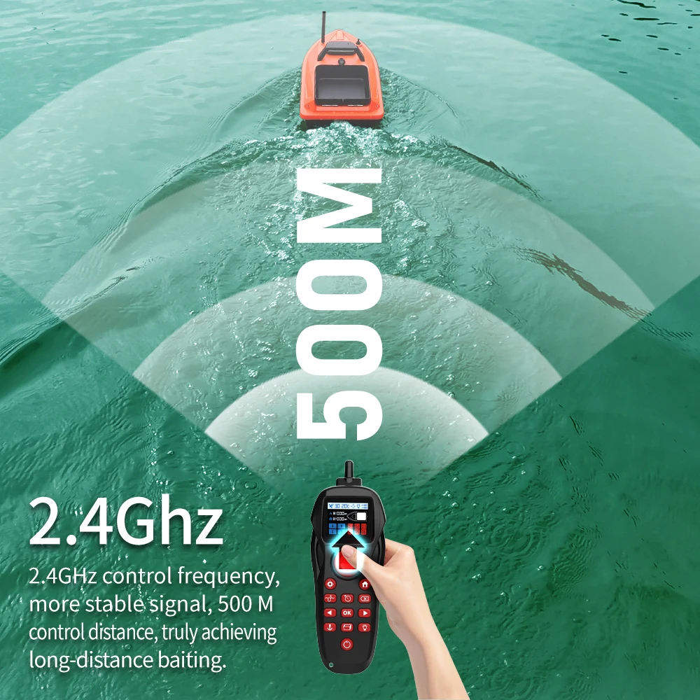 MBLN Mini GPS Bait Boat – 24 Waypoints, Beidou/GPS Navigation, Auto Return, Cruise Control, Quiet Dual Motor, Water Temp Sensor