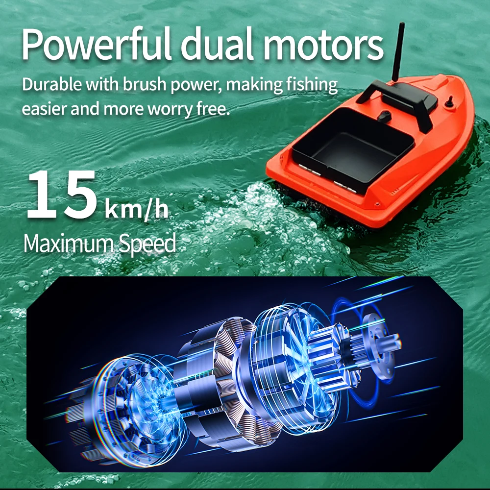MBLN Mini GPS Bait Boat – 24 Waypoints, Beidou/GPS Navigation, Auto Return, Cruise Control, Quiet Dual Motor, Water Temp Sensor