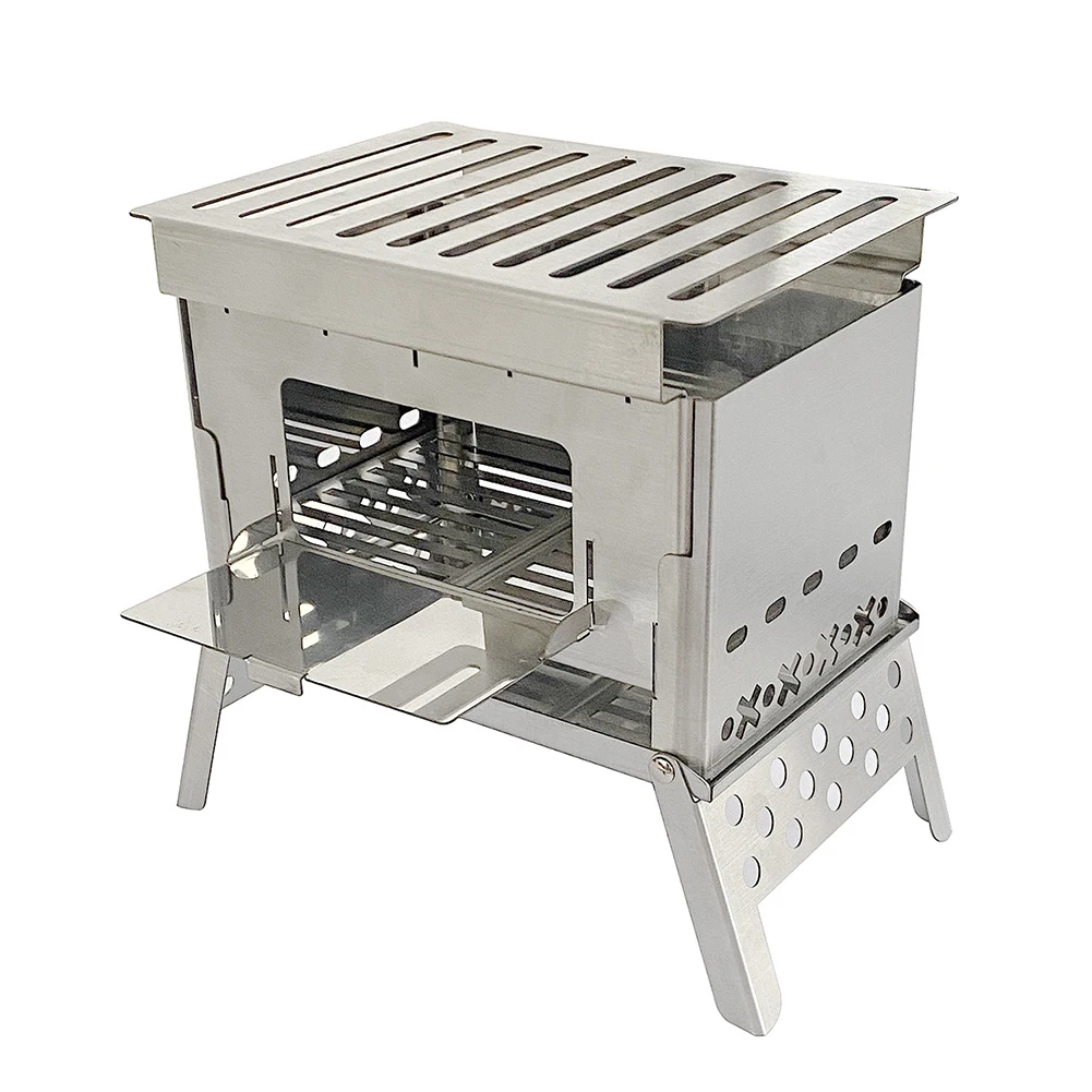 Foldable Camping Wood Stove Portable Folding Firewood Furnace Ultralight Multifunction for Fishing Hiking Survival Cookware Tool