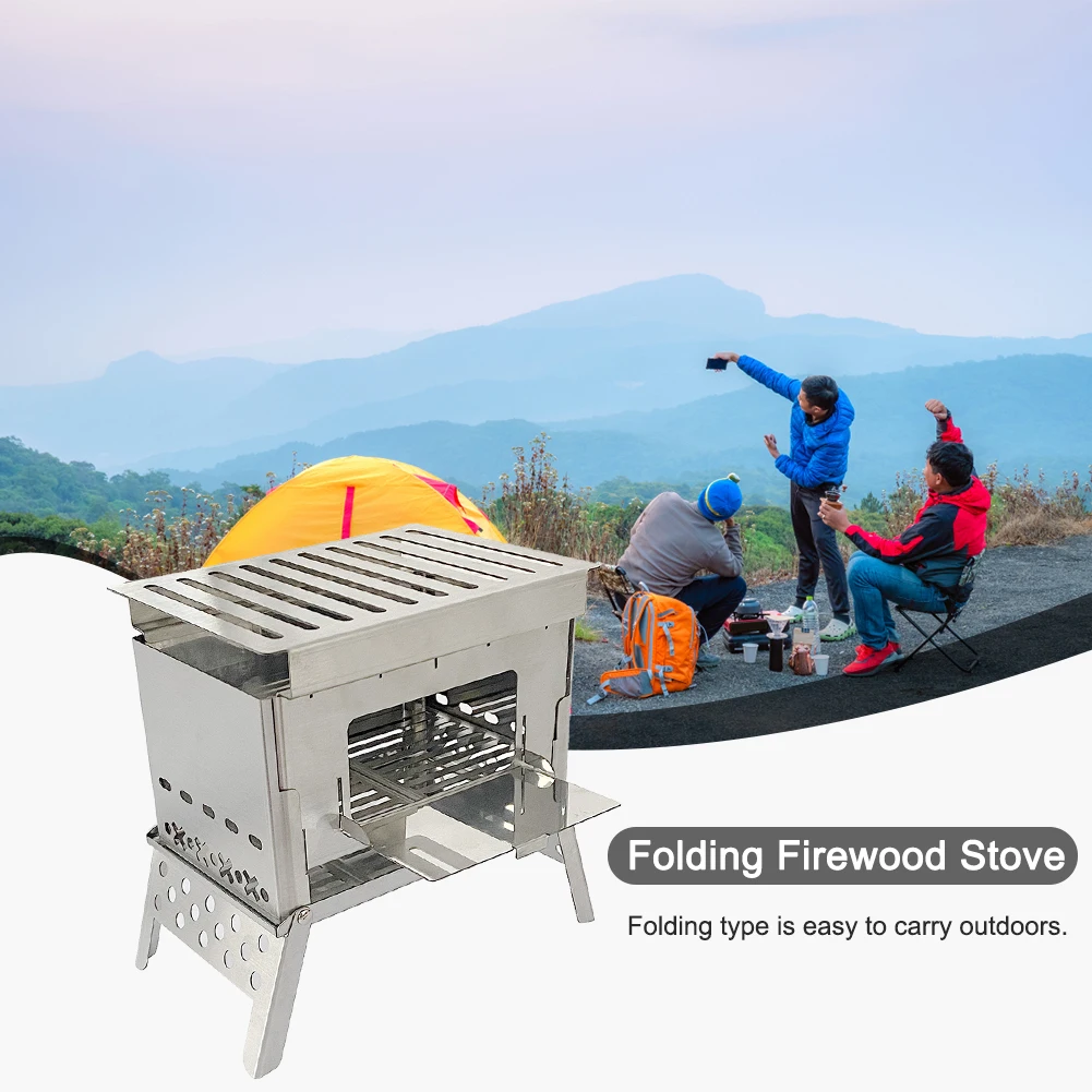 Foldable Camping Wood Stove Portable Folding Firewood Furnace Ultralight Multifunction for Fishing Hiking Survival Cookware Tool