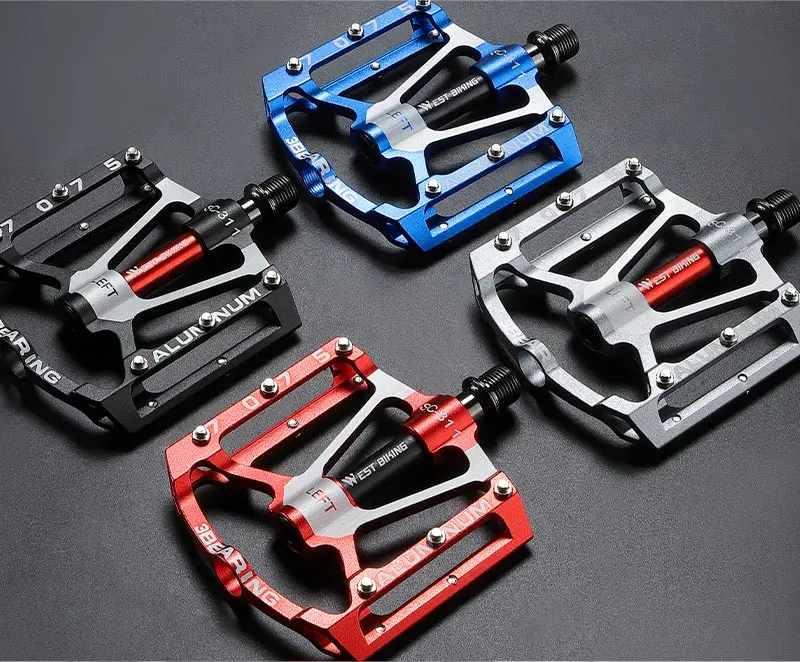 WEST BIKING Ultralight Cycling Pedals 3 Bearing MTB Road Bike 7075 Aluminum Alloy Non-slip Flat Pedal Multicolor Cycling Parts