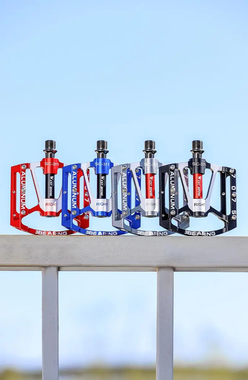 WEST BIKING Ultralight Cycling Pedals 3 Bearing MTB Road Bike 7075 Aluminum Alloy Non-slip Flat Pedal Multicolor Cycling Parts