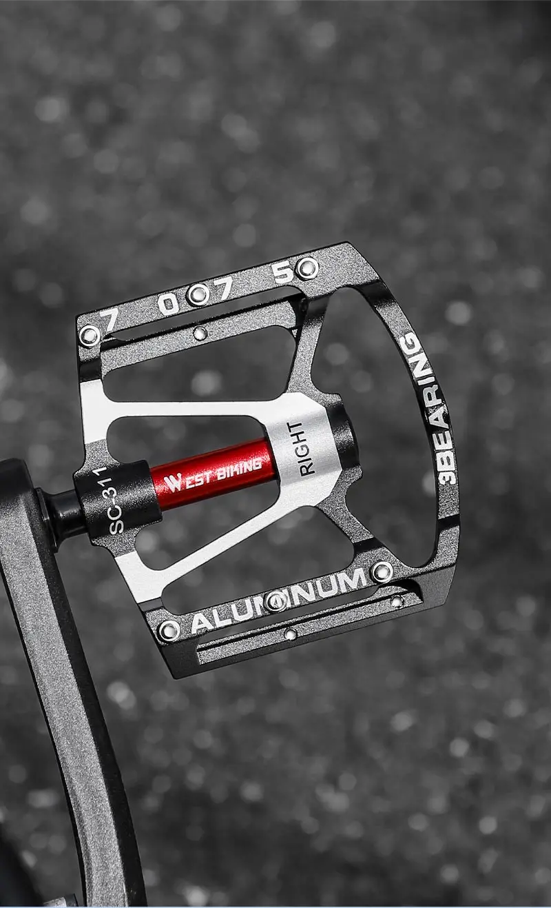 WEST BIKING Ultralight Cycling Pedals 3 Bearing MTB Road Bike 7075 Aluminum Alloy Non-slip Flat Pedal Multicolor Cycling Parts
