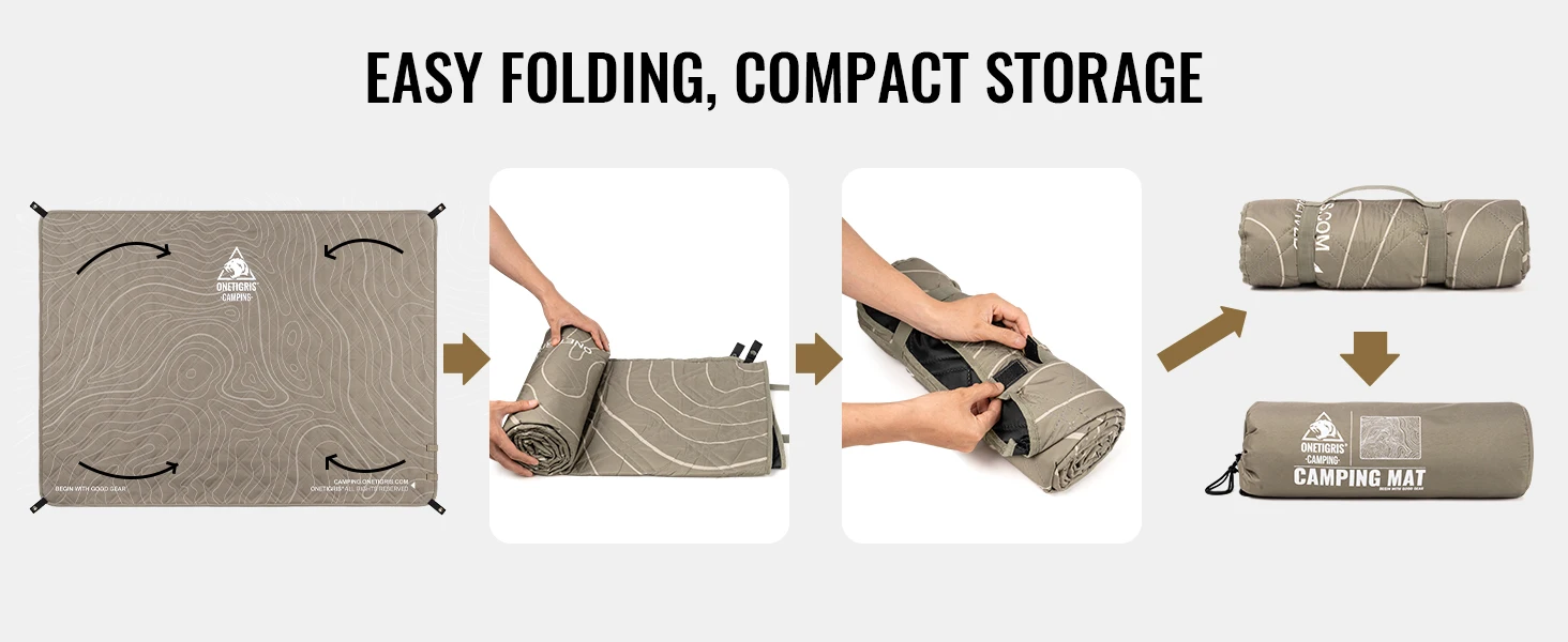 OneTigris Picnic Camping Mat Ultralight 3 Person Foldable Travel Blanket Moisture-proof Suitable for Gravel Grass Beach Ground