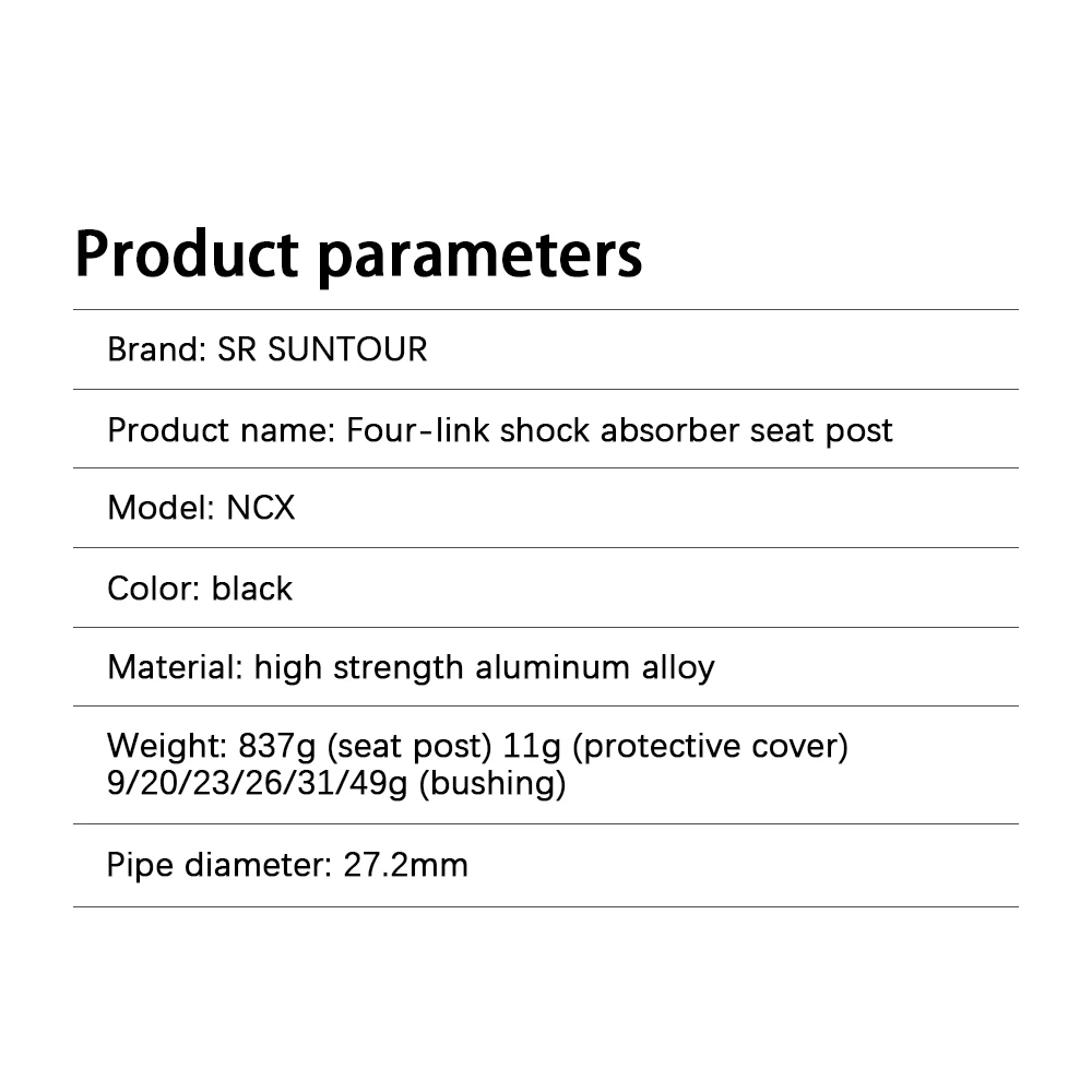 SR Suntour NCX MTB Seatpost 400mm Mountain Bicycle Damping Suspension Seat Post Dirty Bike Seat Tube 27.2 30.9 31.6mm Bike Parts