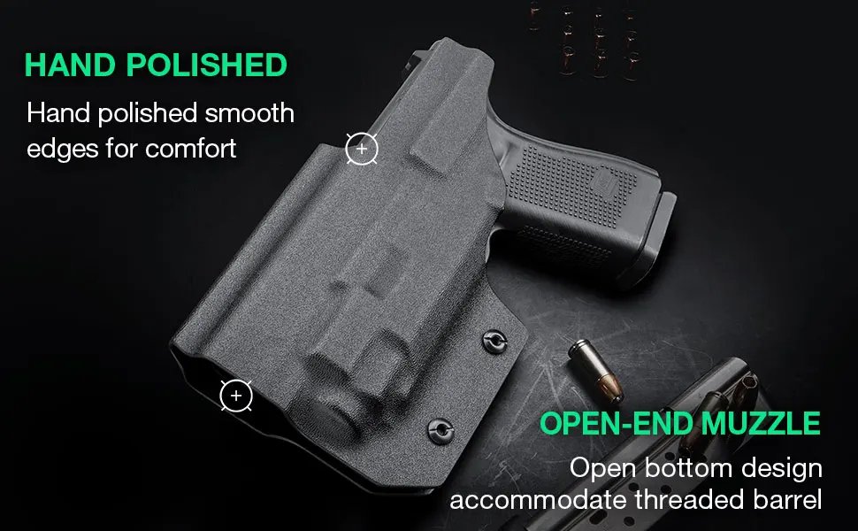 G17/G19+TLR-8 / TLR-8A Holster IWB Kydex Holster Optic Cut Fit: G17/G19/G44/G45 (GEN 1-5)&G23/32 (Gen 3-4)+TLR-8/TLR-8A