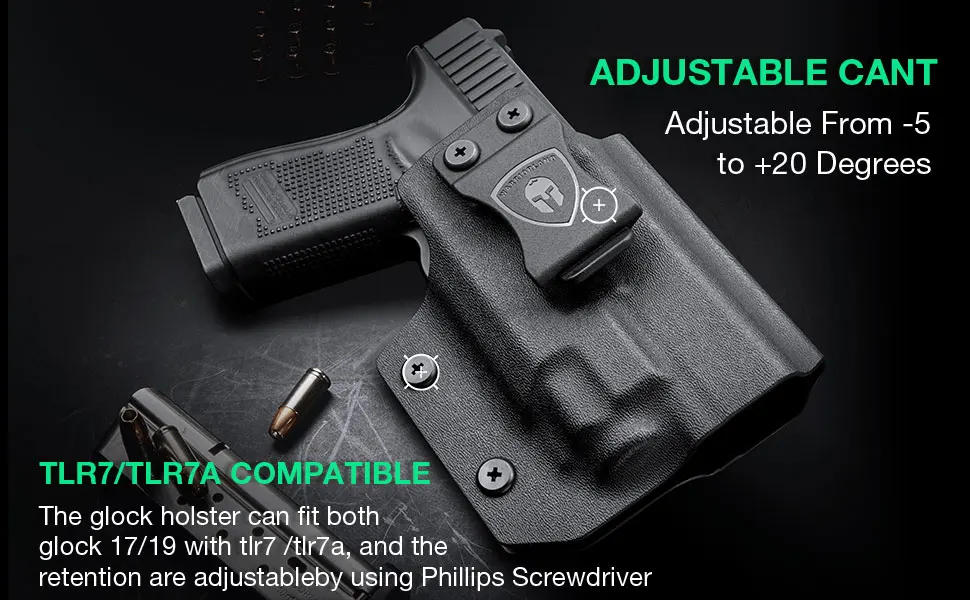 G17/G19+TLR-8 / TLR-8A Holster IWB Kydex Holster Optic Cut Fit: G17/G19/G44/G45 (GEN 1-5)&G23/32 (Gen 3-4)+TLR-8/TLR-8A