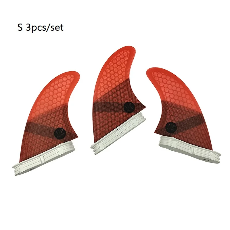 UPSURF FCS 2 Fin Tri Fin Set | Double Tabs 2 G3/G5 Size Honeycomb Carbon Fins in 4 Colors | For Shortboard Performance