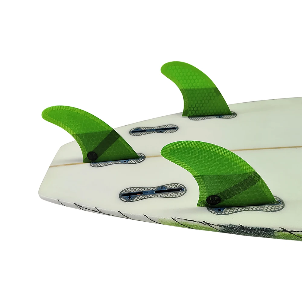 UPSURF FCS 2 Fin Tri Fin Set | Double Tabs 2 G3/G5 Size Honeycomb Carbon Fins in 4 Colors | For Shortboard Performance