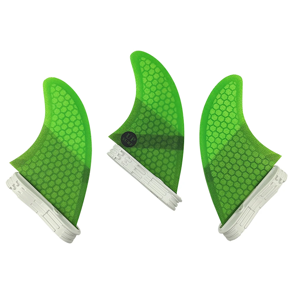 UPSURF FCS 2 Fin Tri Fin Set | Double Tabs 2 G3/G5 Size Honeycomb Carbon Fins in 4 Colors | For Shortboard Performance