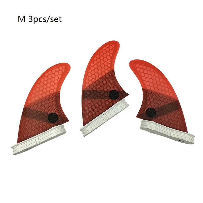 UPSURF FCS 2 Fin Tri Fin Set | Double Tabs 2 G3/G5 Size Honeycomb Carbon Fins in 4 Colors | For Shortboard Performance