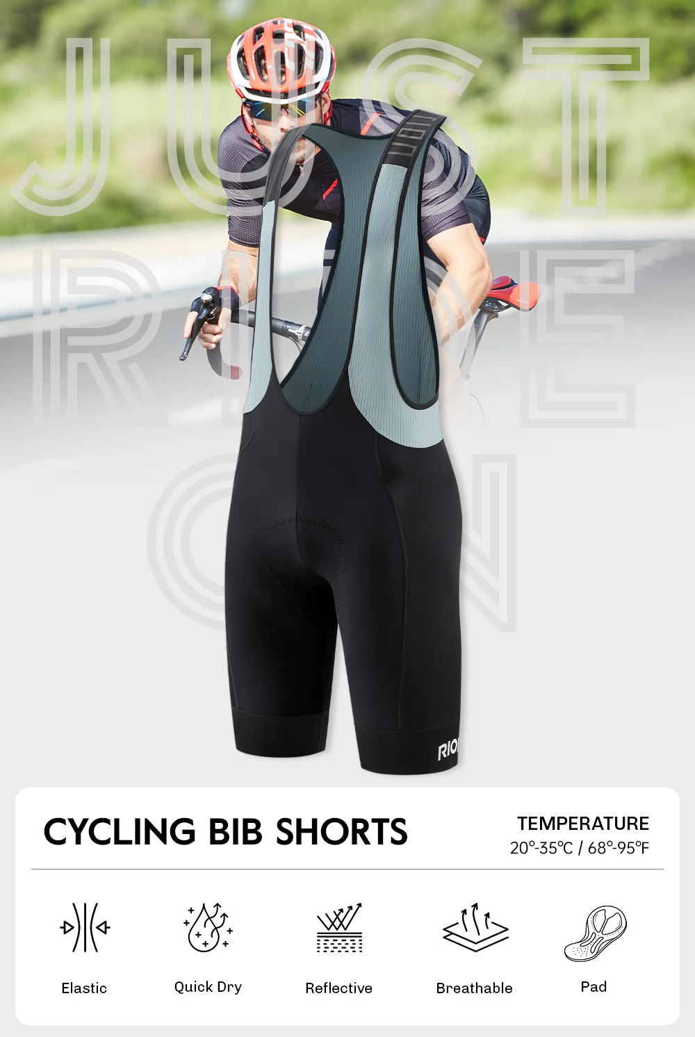 RION Men's Cycling Bib Shorts Mountain Bike MTB Padded Tights Bicycle Clothes Riding Bibs Dolomiti 8H Long Distance Breathable