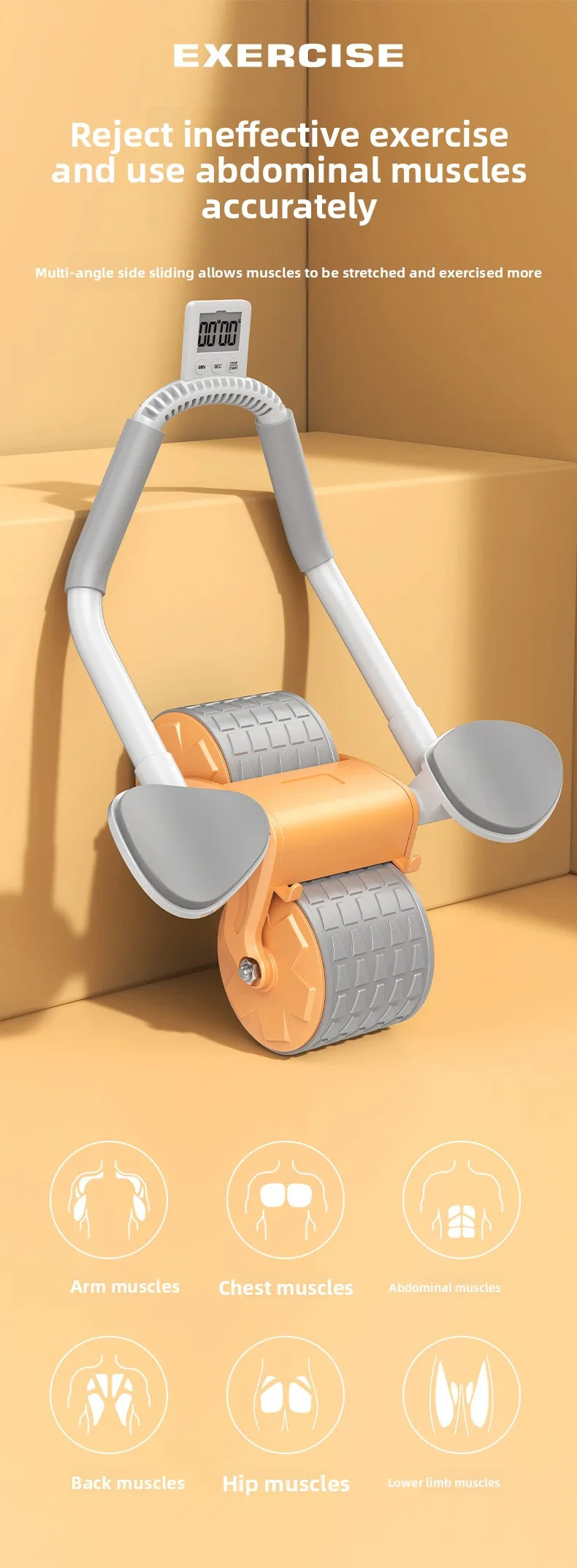 Dual Wheel Abdominal Exercise Roller Non-slip Stable Fitness Equipment Home Gym Belly Shaping Core Trainer For Beginners