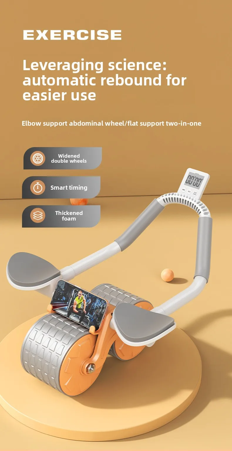Dual Wheel Abdominal Exercise Roller Non-slip Stable Fitness Equipment Home Gym Belly Shaping Core Trainer For Beginners