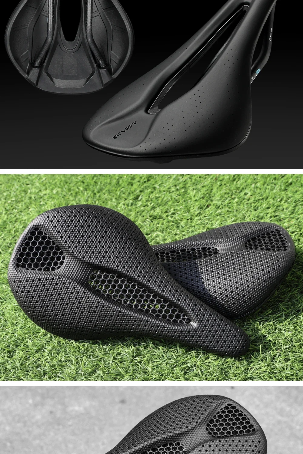 RYET Full Carbon 3D Printed Saddle 145/155mm 160-227g Oval 7x9mm Rails Superflow Cut-Out Ultralight Road MTB Gravel Triathlon XC