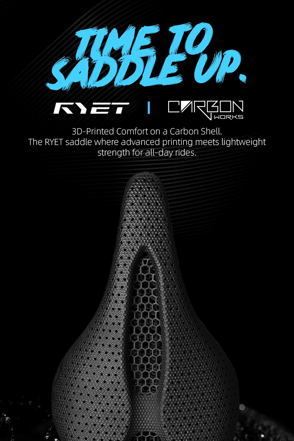 RYET Full Carbon 3D Printed Saddle 145/155mm 160-227g Oval 7x9mm Rails Superflow Cut-Out Ultralight Road MTB Gravel Triathlon XC