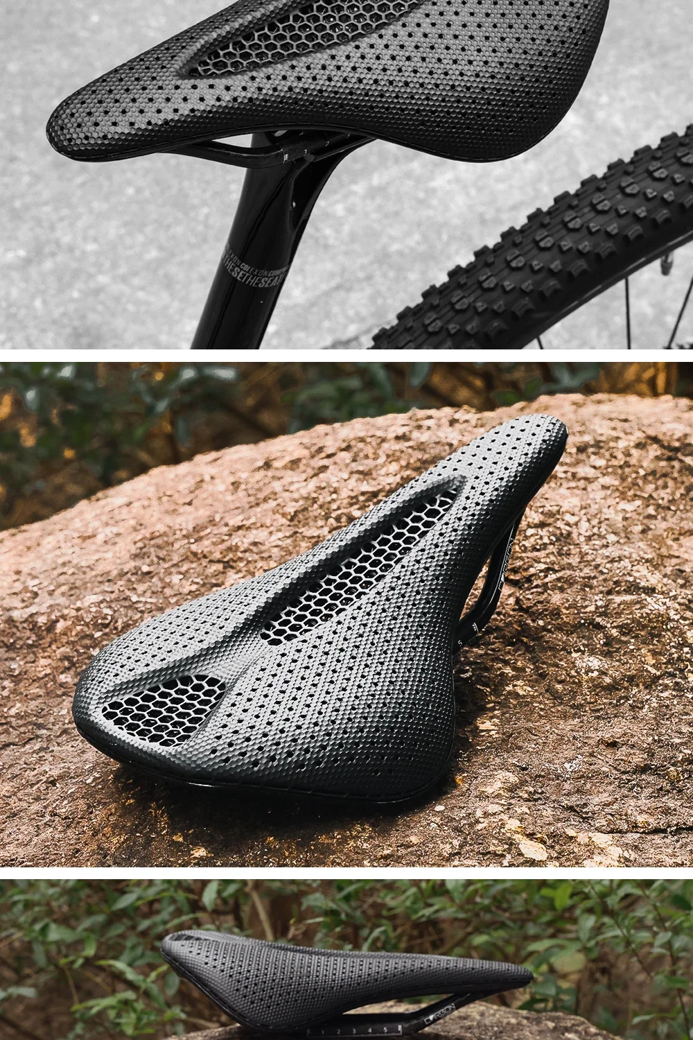 RYET Full Carbon 3D Printed Saddle 145/155mm 160-227g Oval 7x9mm Rails Superflow Cut-Out Ultralight Road MTB Gravel Triathlon XC
