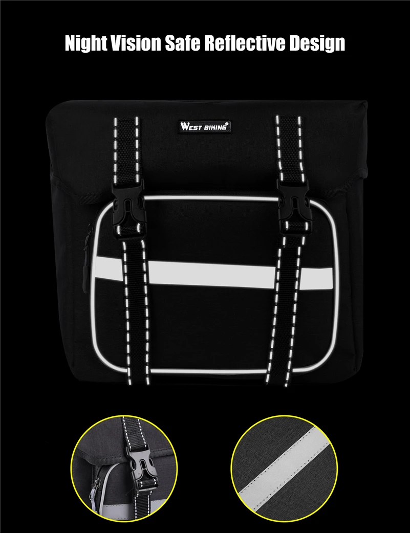 WEST BIKING Bicycle Rear Seat Bag 25L Large Capacity Outdoor Luggage Carrier Bags Cycling MTB Road Bike Trunk Double Pannier Bag