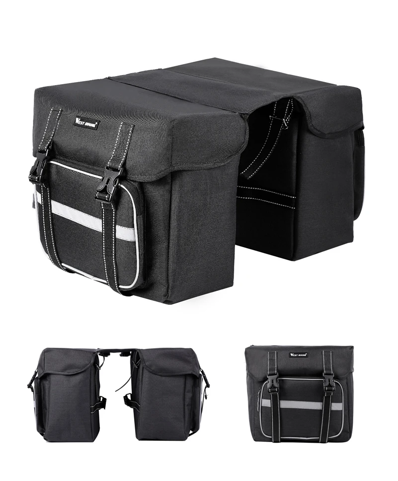WEST BIKING Bicycle Rear Seat Bag 25L Large Capacity Outdoor Luggage Carrier Bags Cycling MTB Road Bike Trunk Double Pannier Bag
