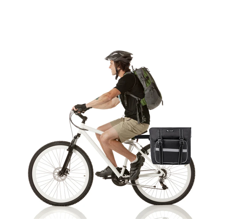 WEST BIKING Bicycle Rear Seat Bag 25L Large Capacity Outdoor Luggage Carrier Bags Cycling MTB Road Bike Trunk Double Pannier Bag
