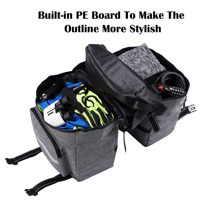 WEST BIKING Bicycle Rear Seat Bag 25L Large Capacity Outdoor Luggage Carrier Bags Cycling MTB Road Bike Trunk Double Pannier Bag