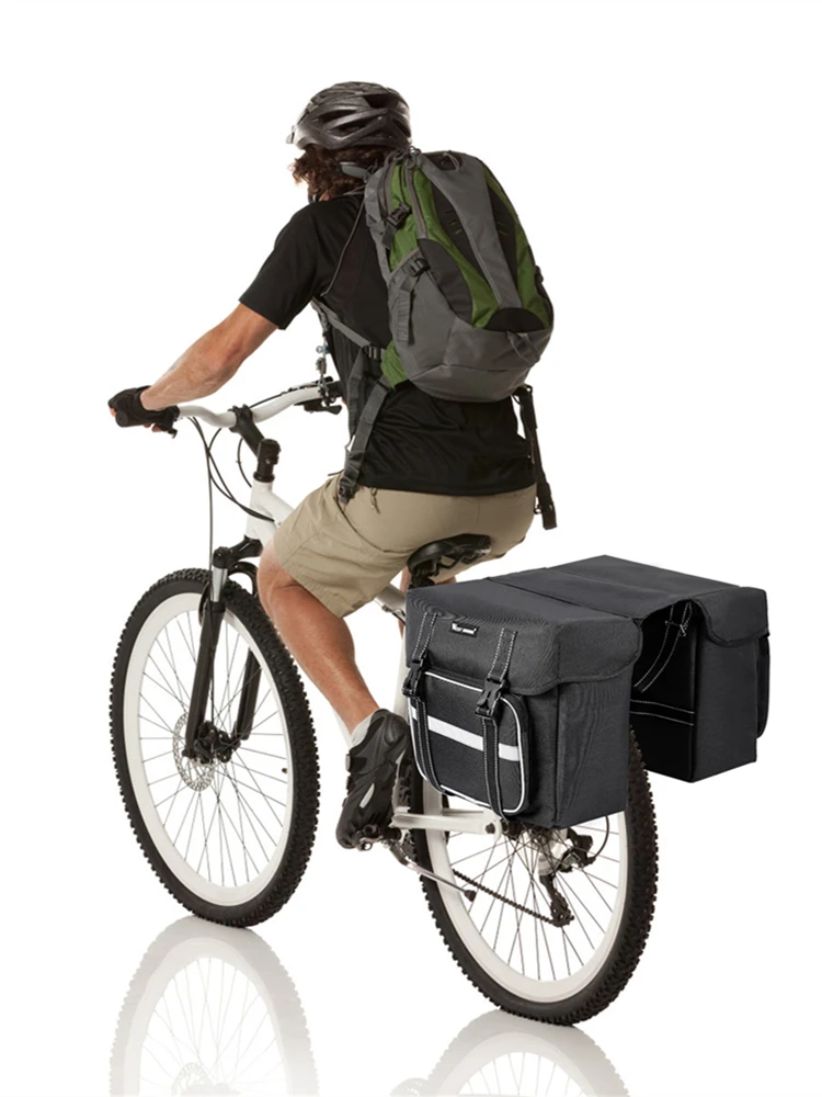 WEST BIKING Bicycle Rear Seat Bag 25L Large Capacity Outdoor Luggage Carrier Bags Cycling MTB Road Bike Trunk Double Pannier Bag
