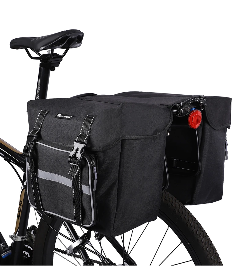 WEST BIKING Bicycle Rear Seat Bag 25L Large Capacity Outdoor Luggage Carrier Bags Cycling MTB Road Bike Trunk Double Pannier Bag