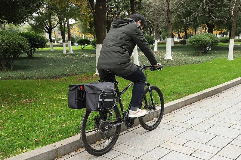 WEST BIKING Bicycle Rear Seat Bag 25L Large Capacity Outdoor Luggage Carrier Bags Cycling MTB Road Bike Trunk Double Pannier Bag