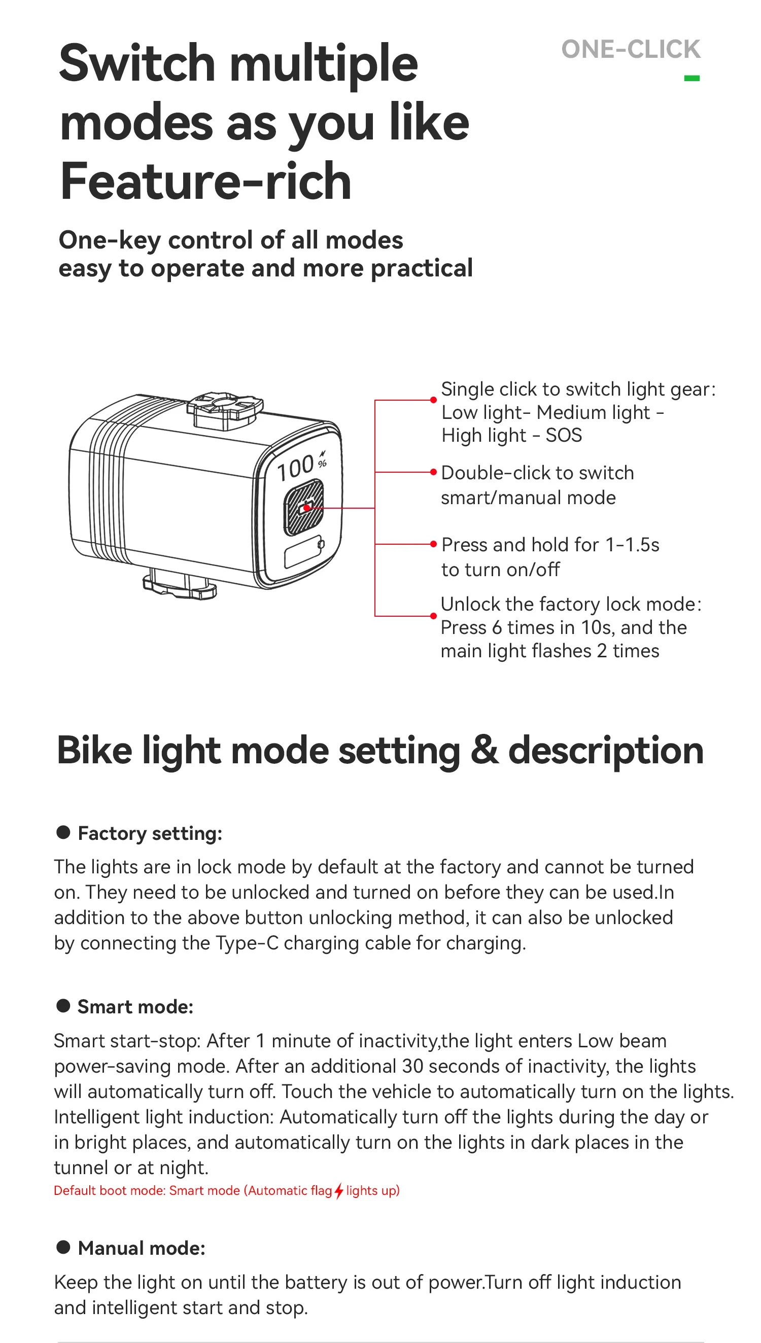 ROCKBROS 1000LM Bicycle Front Hanging Light Bike Headlight Cut-off Line Intelligent Power Display Screen High Brightness Light