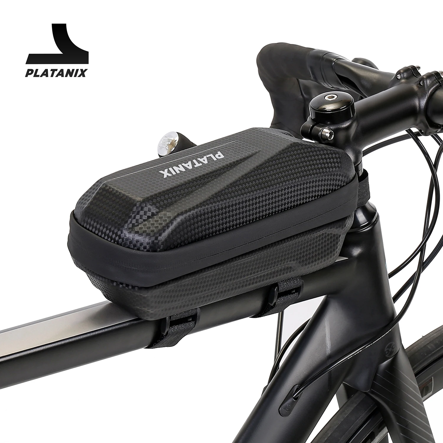 PLATANIX TZ05 Bike Top Tube Bag, PU EVA Hard Shell Storage Pouch with Dual Zippers, Mesh Pocket & Straps for Road Cycling & MTB