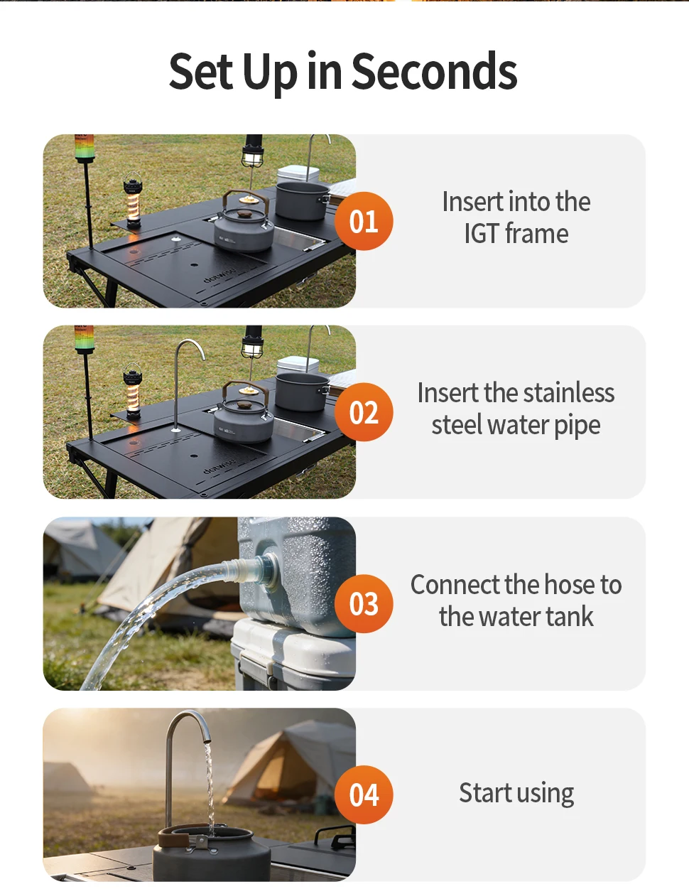 IGT Electric Water Dispenser Camping IGT Water-proof Electric Water Pump Aluminium Table Unit Plate IGT Table Accessory