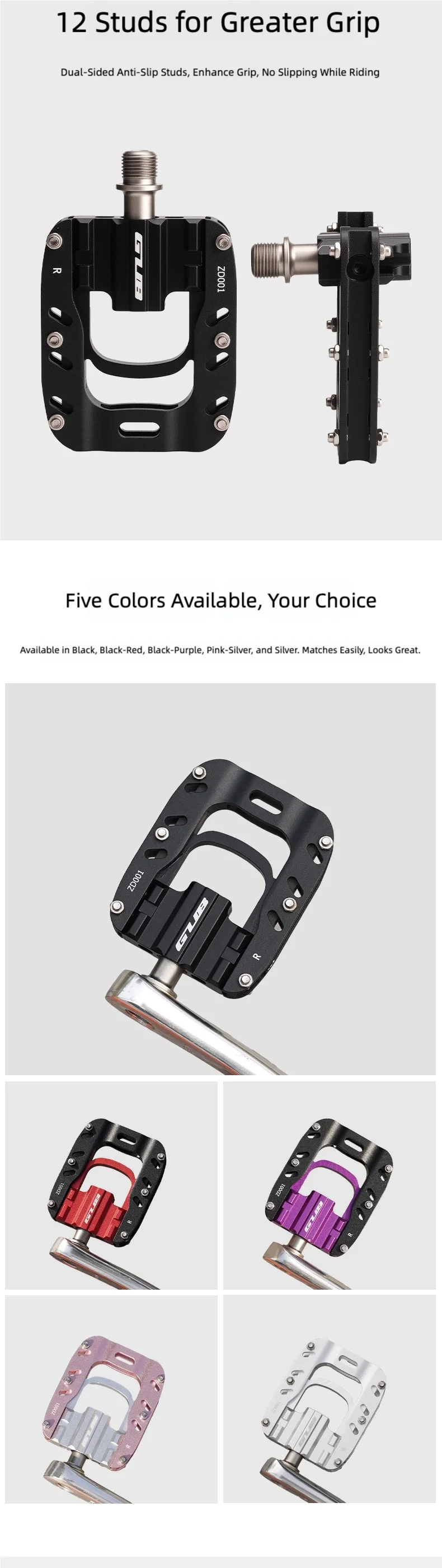 GUB ZD001 Triple-Bearing Folding Pedals Aluminum Alloy MTB Road Folding Bike Pedals Anti-Slip Cycling Accessories