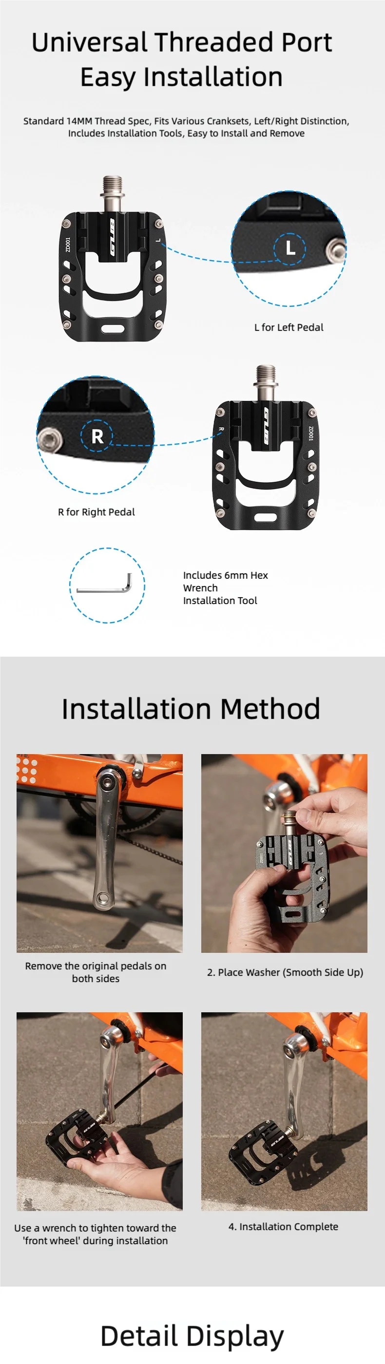 GUB ZD001 Triple-Bearing Folding Pedals Aluminum Alloy MTB Road Folding Bike Pedals Anti-Slip Cycling Accessories