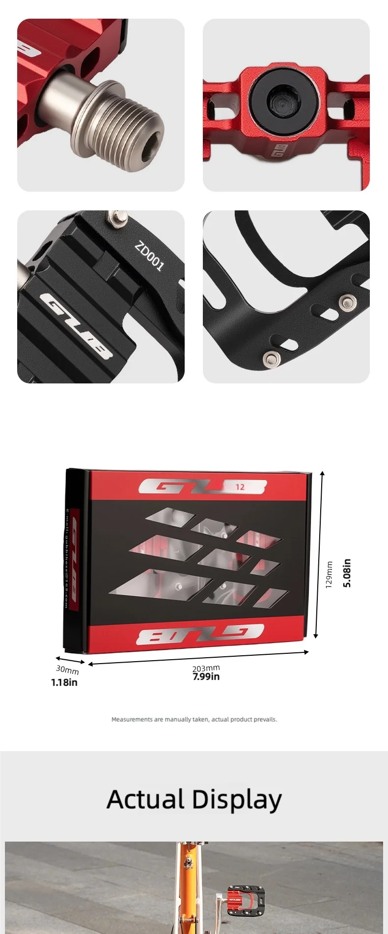 GUB ZD001 Triple-Bearing Folding Pedals Aluminum Alloy MTB Road Folding Bike Pedals Anti-Slip Cycling Accessories