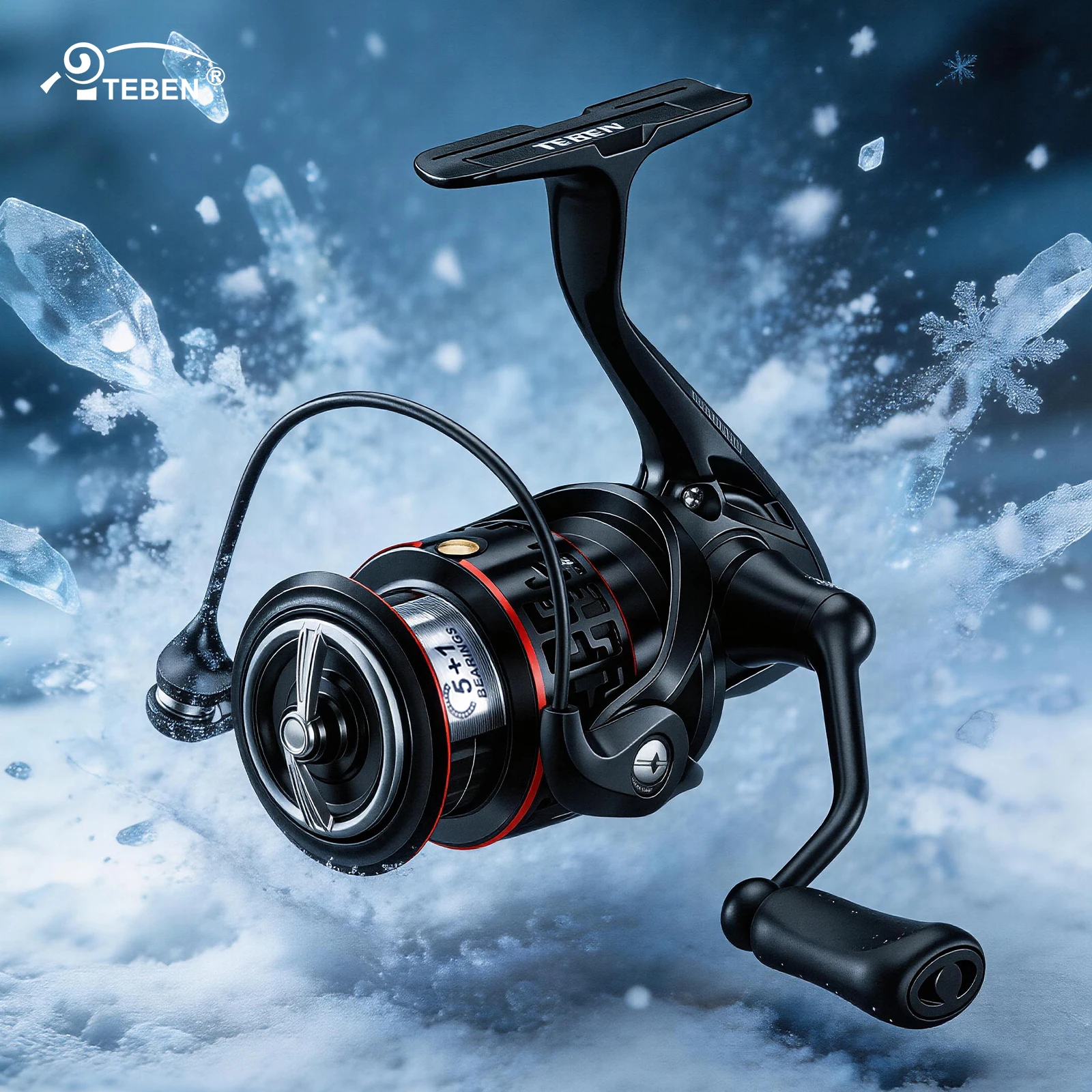 TEBEN Ultra-Light Magnesium Alloy Spinning Reel with Carbon Fiber Body 5+1 Stainless Steel Bearings 5.2:1Gear Ratio Fishing Reel
