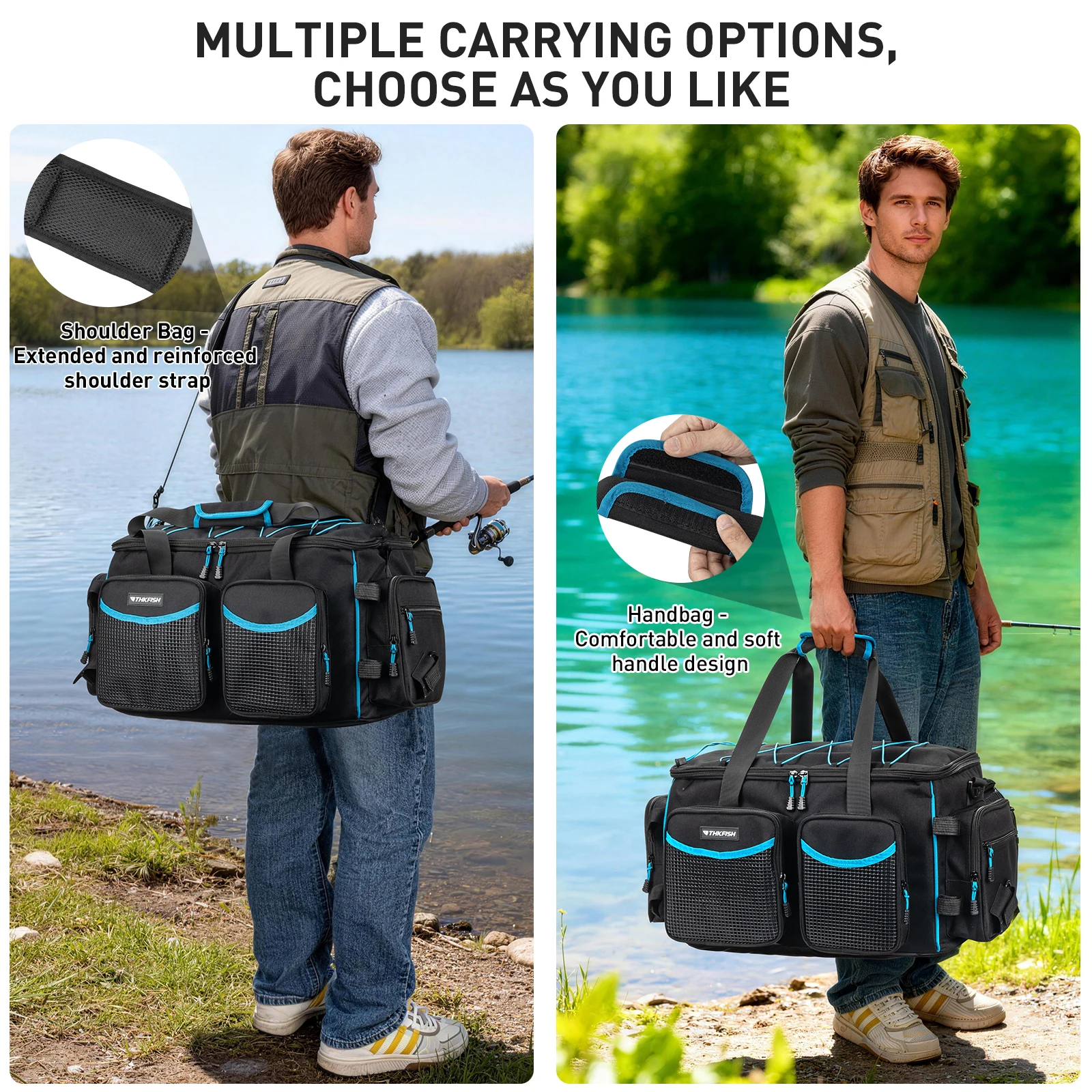 Fishing Tackle Storage Bag Large Capacity Waterproof Fishing Shoulder Bags For 3600/3700 Box 900d Oxford Fishing Sling Packs