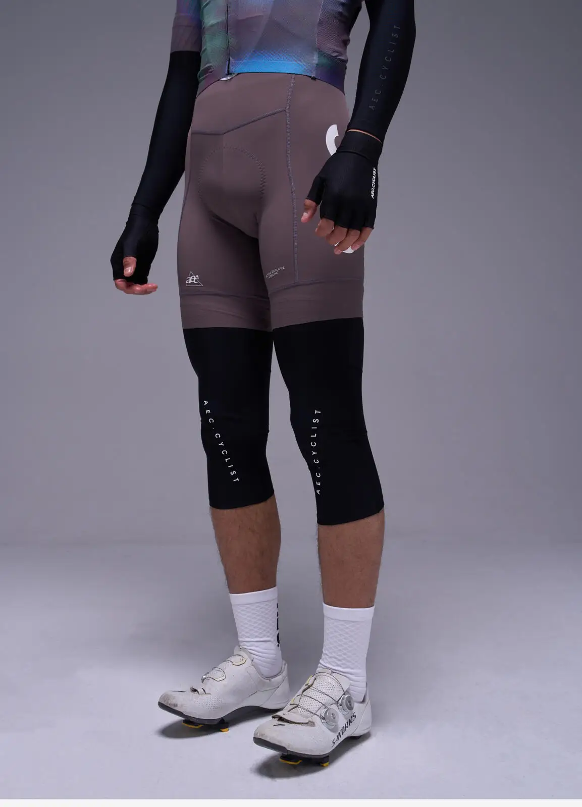 AEC.CYSLIST Fleece Cycling Leg Warmers Reflective Logo Short Leg Protection Compression Knee Cover Bicycle Road Bike Knee Sleeve