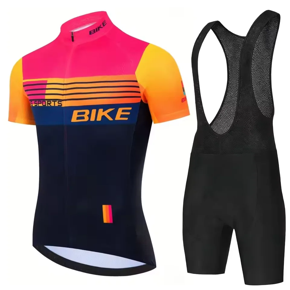 2026 Summer Cycling Jersey Set Men Fluorescent Color MTB Short Sleeve Cycling Clothing Mountain Bike Wear Ropa Ciclismo Uniform