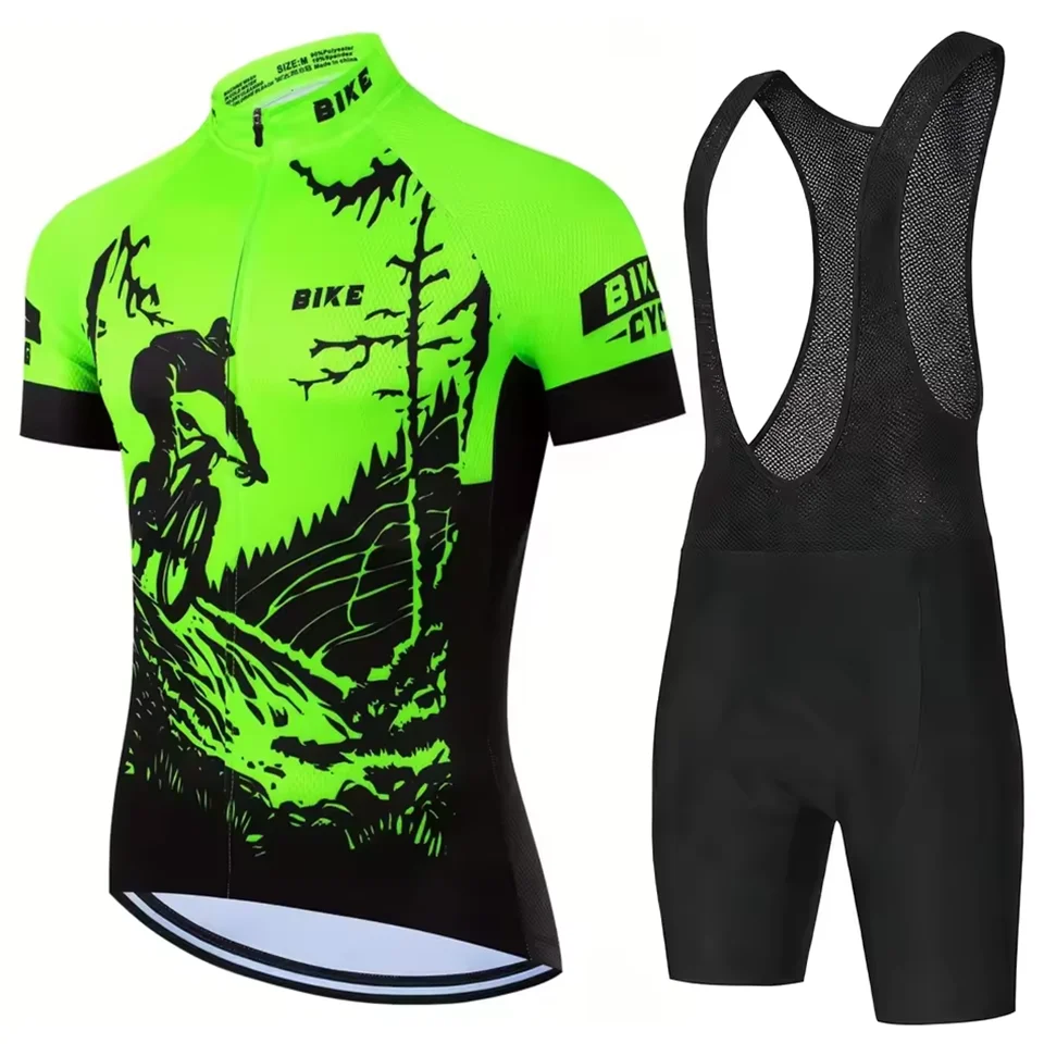 2026 Summer Cycling Jersey Set Men Fluorescent Color MTB Short Sleeve Cycling Clothing Mountain Bike Wear Ropa Ciclismo Uniform