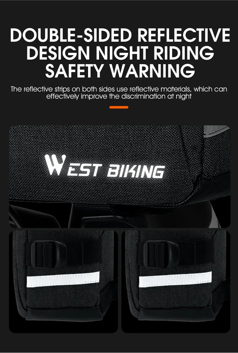 WEST BIKING 6.2L Multifunctional Waterproof Bicycle Handlebar Bag with Shoulder Strap & Reflective Strip Front Bike Bag for MTB
