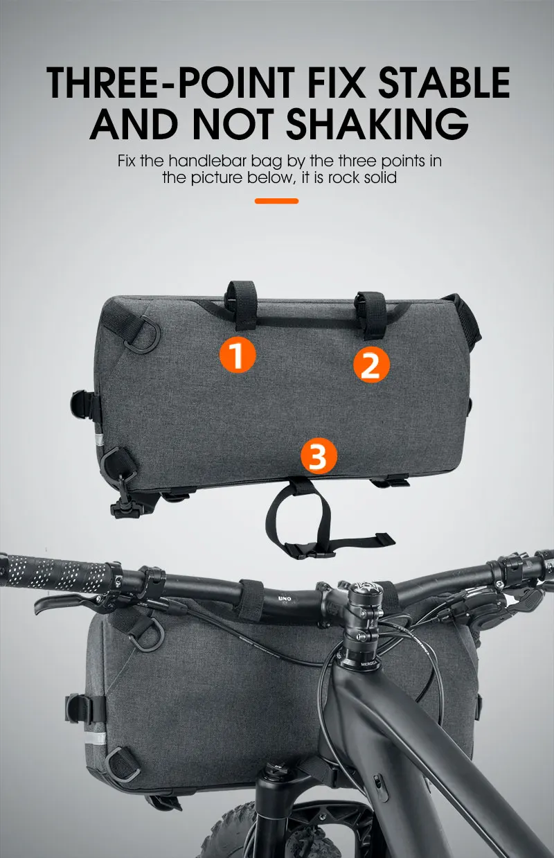 WEST BIKING 6.2L Multifunctional Waterproof Bicycle Handlebar Bag with Shoulder Strap & Reflective Strip Front Bike Bag for MTB