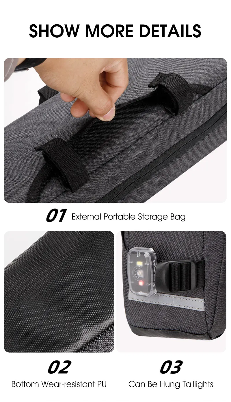 WEST BIKING 6.2L Multifunctional Waterproof Bicycle Handlebar Bag with Shoulder Strap & Reflective Strip Front Bike Bag for MTB