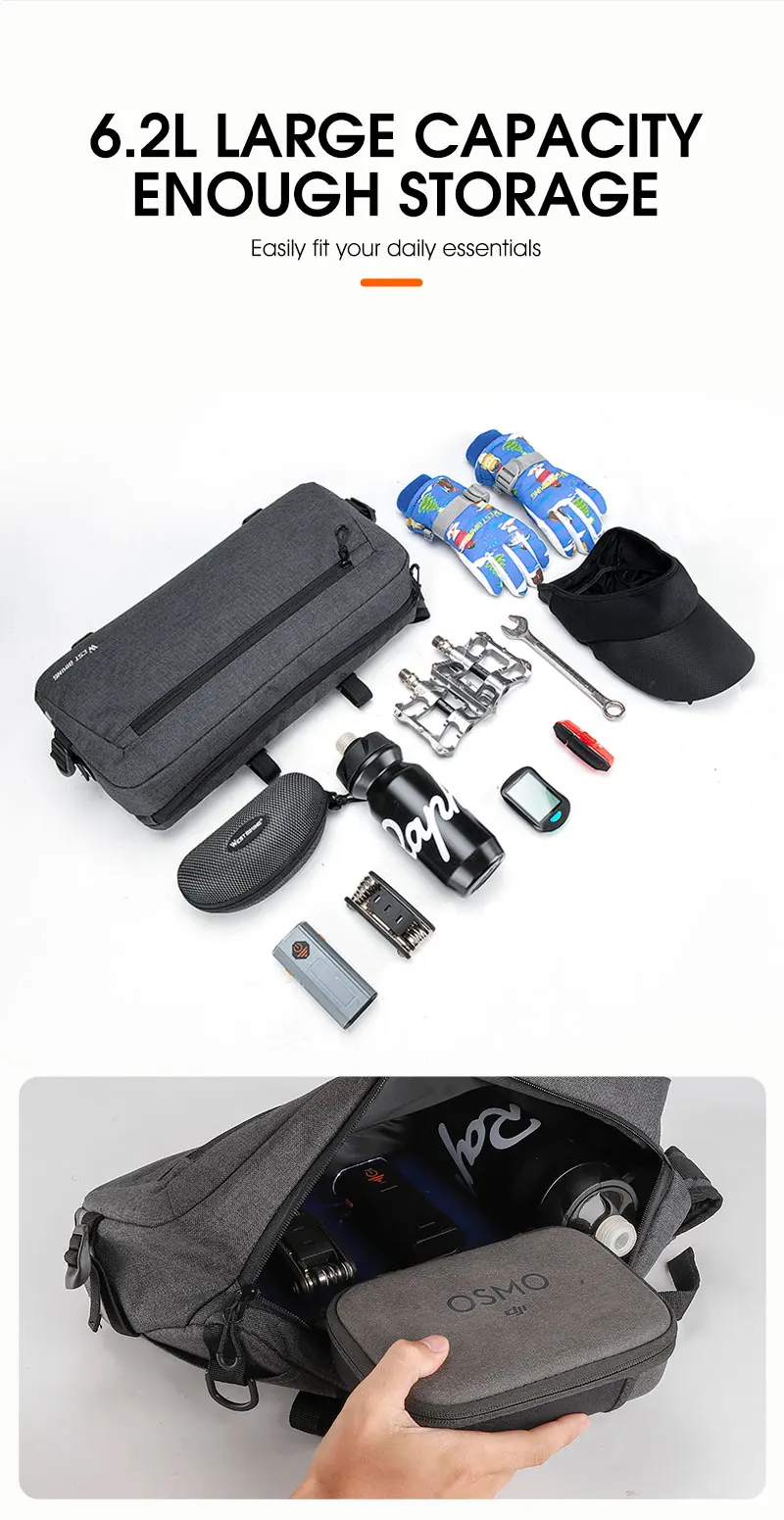 WEST BIKING 6.2L Multifunctional Waterproof Bicycle Handlebar Bag with Shoulder Strap & Reflective Strip Front Bike Bag for MTB