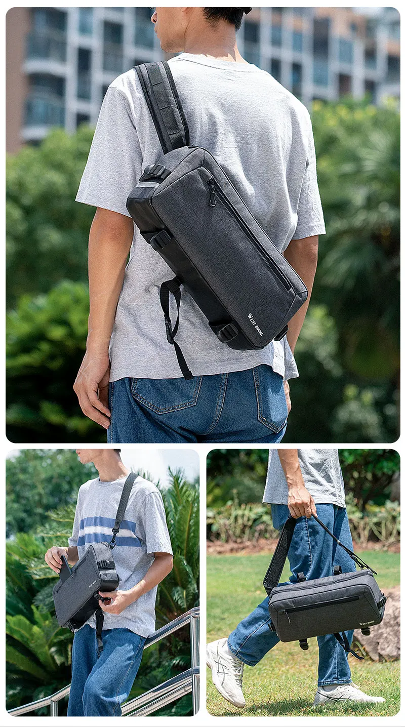 WEST BIKING 6.2L Multifunctional Waterproof Bicycle Handlebar Bag with Shoulder Strap & Reflective Strip Front Bike Bag for MTB