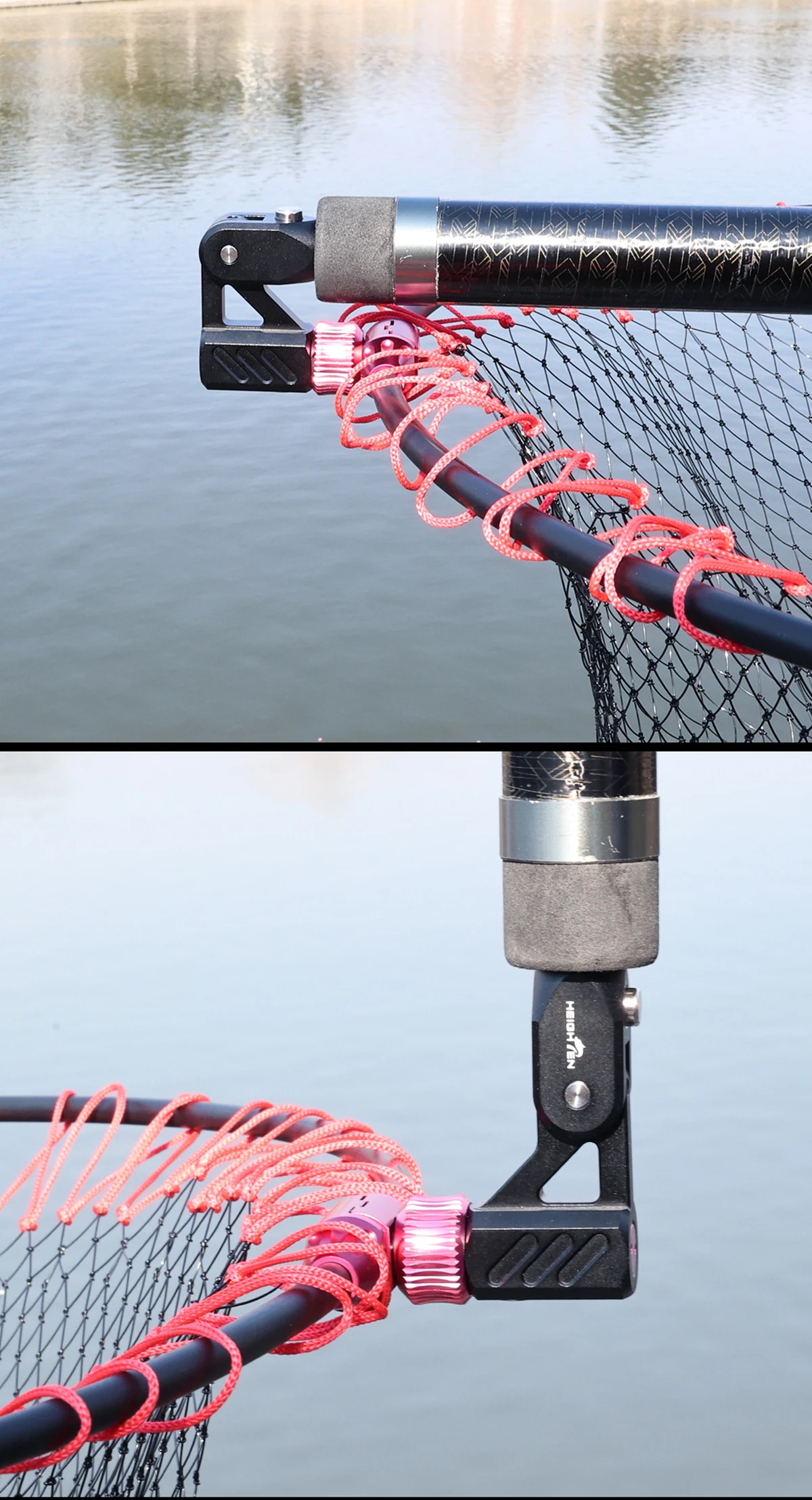 HEIGHTEN Folding Landing Net Head with Balance, Aviation Aluminum Quick Assembly Net Frame with Net Bag